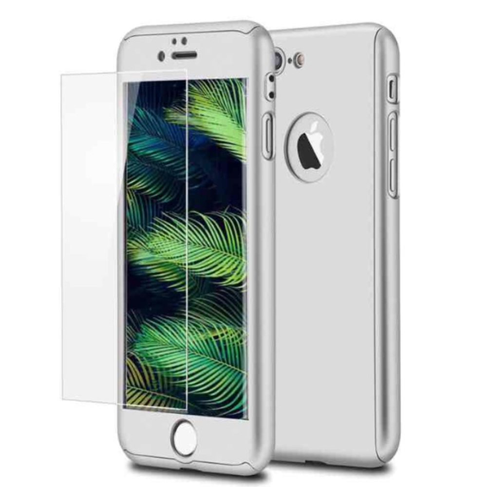 NEW iPhone 7 / 8 360 Silver Case & Tempered Glass